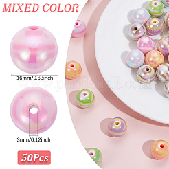 50шт УФ-покрытие Радужные переливающиеся акриловые бусины&nbsp;OACR-SC0001-46