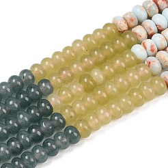 Нити из бусин из натурального окрашенного белого нефрита и синтетического камня шоушань&nbsp;G-Z135-C09