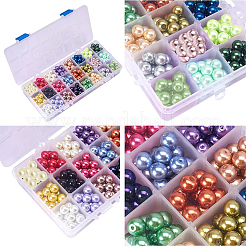 Круглые бусины из экологически чистого окрашенного стекла с жемчугом&nbsp;HY-PH0011-01-10mm