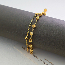 Винтажные пляжные латунные двухслойные браслеты на ногу с круглыми звеньями из латуни для женщин&nbsp;NU3457