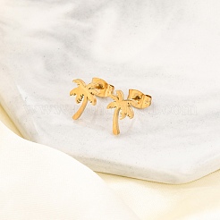 Комплекты сережек-гвоздиков в форме листа из нержавеющей стали 304&nbsp;EJEW-H142-03G