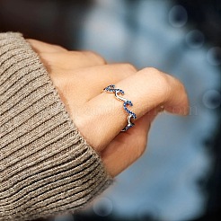 Кольца для пальцев из стерлингового серебра с микропаве из кубических цирконий в форме волны&nbsp;FS-WGA19D0-04