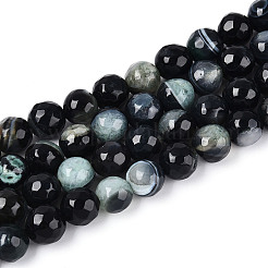 Нити окрашенных и нагретых натуральных агатовых бус с огненным кракелюром&nbsp;G-N359-01A-02