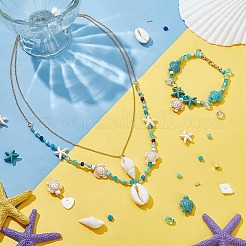 Наборы для самостоятельного изготовления бижутерии из натуральных ракушек каури и синтетической бирюзы на тему океана&nbsp;DIY-PH0028-51