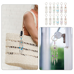 12 шт. 6-цветная плетеная сетка/паутина с подвеской из сплава перьев&nbsp;KEYC-TAC00050