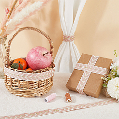 3 ярд полиэстеровых жаккардовых лент с листочками&nbsp;SRIB-WH20020-020E