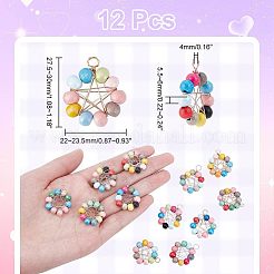 12 шт. 6 стиля подвески из натурального дерева круглые бусины&nbsp;WOOD-HY0001-03