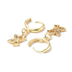 Серьги-кольца с бабочками из кубического циркония&nbsp;EJEW-B017-22G