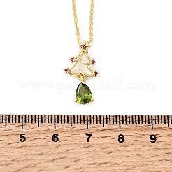 Подвески с микропаве из кубических цирконий в форме рождественской елки из латуни&nbsp;NJEW-L468-01G-B02