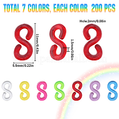 1400 шт. 7-х цветные прозрачные пластиковые соединители S-образного типа&nbsp;FIND-SC0007-98