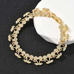 Браслеты-цепочки из вишневой латуни с микропаве из кубических цирконий&nbsp;BJEW-L703-01B-G