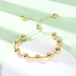 Латунные круглые бусины слайдер браслеты для женщин&nbsp;LS-BJEW-D357-06A-G