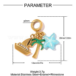 Летние подвески из нержавеющей стали 304 с эмалью&nbsp;STAS-OY012-10G