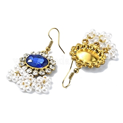 Овальный комплект украшений из абс-пластика с жемчугом и стразами&nbsp;SJEW-D011-01B-G