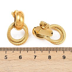 Серьги-гвоздики с двойным кольцом из нержавеющей стали 304&nbsp;EJEW-K268-21G