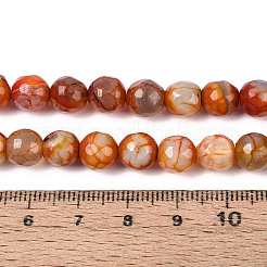 Нити окрашенных и нагретых натуральных агатовых бус с огненным кракелюром&nbsp;G-N359-01A-06