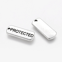 Тибетский стиль сплава прямоугольник с защитой слов подвесками&nbsp;LS-TIBEP-Q043-059-RS