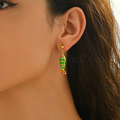 Серьги-гвоздики с эмалью из латуни в форме рыб&nbsp;ZL5272