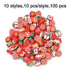 100шт 10 стиля ручной работы бусины из полимерной глины&nbsp;CLAY-FP0001-19