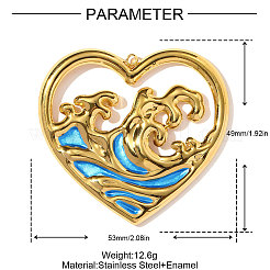 Большие эмалевые подвески из нержавеющей стали 304&nbsp;STAS-OY003-30G