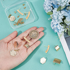 16 шт. 4 стильные латунные серьги-гвоздики&nbsp;KK-BBC0003-30