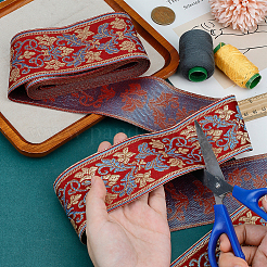 Этническая вышивка полиэстер плоские ленты&nbsp;OCOR-WH0058-98D