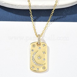 Ожерелья с подвеской из латуни с микропаве и прозрачным кубическим цирконием для женщин&nbsp;NJEW-S449-01C-G