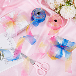 2 моток 2-х цветов радужной полиэстеровой органзы&nbsp;SRIB-CY0001-04