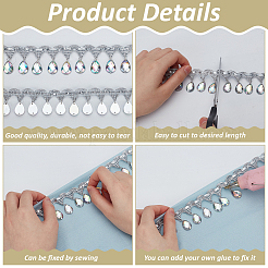 Кружевная лента из полиэстера с пластиковыми подвесками-кисточкой&nbsp;DIY-WH0656-11B