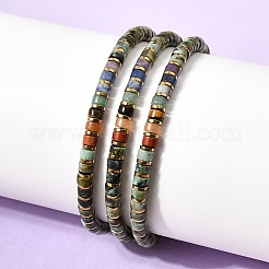 Регулируемые браслеты из натуральной африканской бирюзы (яшмы) и немагнитного гематита&nbsp;BJEW-K251-09W