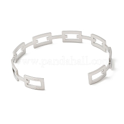 Не тускнеющие полые прямоугольные браслеты-манжеты из нержавеющей стали 304&nbsp;BJEW-H322-01P