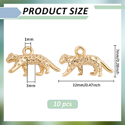 10 шт. леопардовая стойка позолоченная латунная подвеска-шарм&nbsp;KK-BC0014-83
