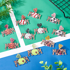 6 пара двухцветных акриловых сережек-гвоздиков&nbsp;EJEW-TA0001-55