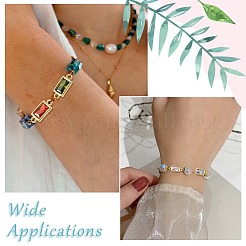 8 шт. 4-х цветные прямоугольные соединительные подвески из латуни и стекла&nbsp;KK-CJ0003-40