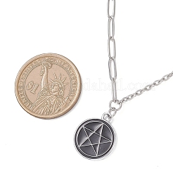 Женские ожерелья-цепочки с подвеской из нержавеющей стали 304 с черной эмалью&nbsp;NJEW-JN05636-01