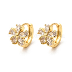 Серьги-кольца из латуни с цветком&nbsp;EJEW-S256-01B-G