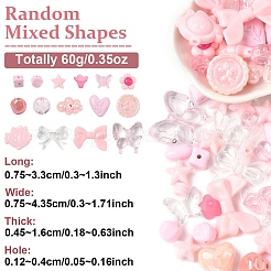 60 г непрозрачных и прозрачных акриловых бусин&nbsp;MACR-YW0003-82B