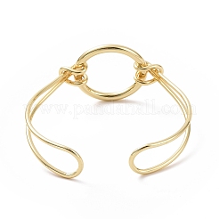 Браслет-манжета с круглым кольцом из латуни&nbsp;BJEW-F445-16G