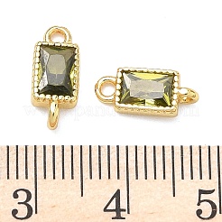 Прямоугольные подвески-коннекторы из латуни с инкрустацией кубическим цирконием&nbsp;KK-P348-10G-02