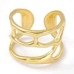 Ионное покрытие (ip) 304 нержавеющая сталь широкое полое открытое манжетное кольцо для женщин&nbsp;RJEW-G275-02G