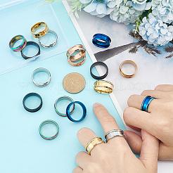 18 шт. 18 стиля 201 нержавеющая сталь рифленые кольца для пальцев&nbsp;STAS-UN0042-79