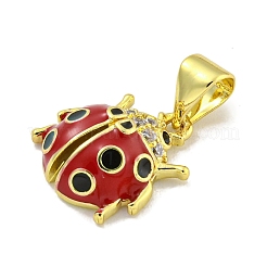 Покрытие стойки латунь микро паве прозрачный кубический цирконий с эмалевой подвеской&nbsp;KK-B091-37G-01