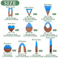 20шт 10 стиля подвески из прозрачной смолы и орехового дерева&nbsp;RESI-TA0003-21