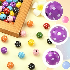 80 шт. 8-х цветные крашеные натуральные деревянные бусины&nbsp;WOOD-YW0001-90