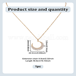 1 шт. ожерелье с подвеской в виде новолуния из нержавеющей стали с прозрачными кубическими цирконами&nbsp;NJEW-LP0009-53