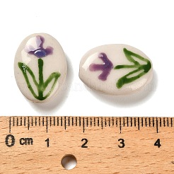 Фарфоровые бусины ручной работы с цветочным принтом&nbsp;LAMP-D303-06E-04