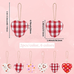 12 шт. 6-х цветная подвеска из пенопласта и ткани ко Дню святого Валентина&nbsp;AJEW-CY0001-34