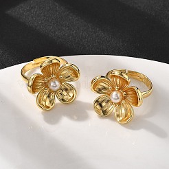 Цветочные латунные кольца для женщин&nbsp;LS-RJEW-S622-05G