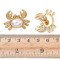 Серьги-гвоздики в форме краба из нержавеющей стали 304 с имитацией жемчуга&nbsp;EJEW-K268-59G