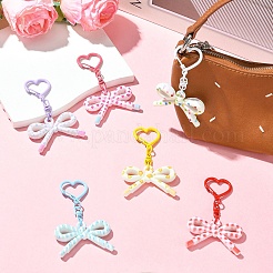 12 шт. 6 стильных акриловых подвесных брелока с бантом и принтом&nbsp;HJEW-YW00318